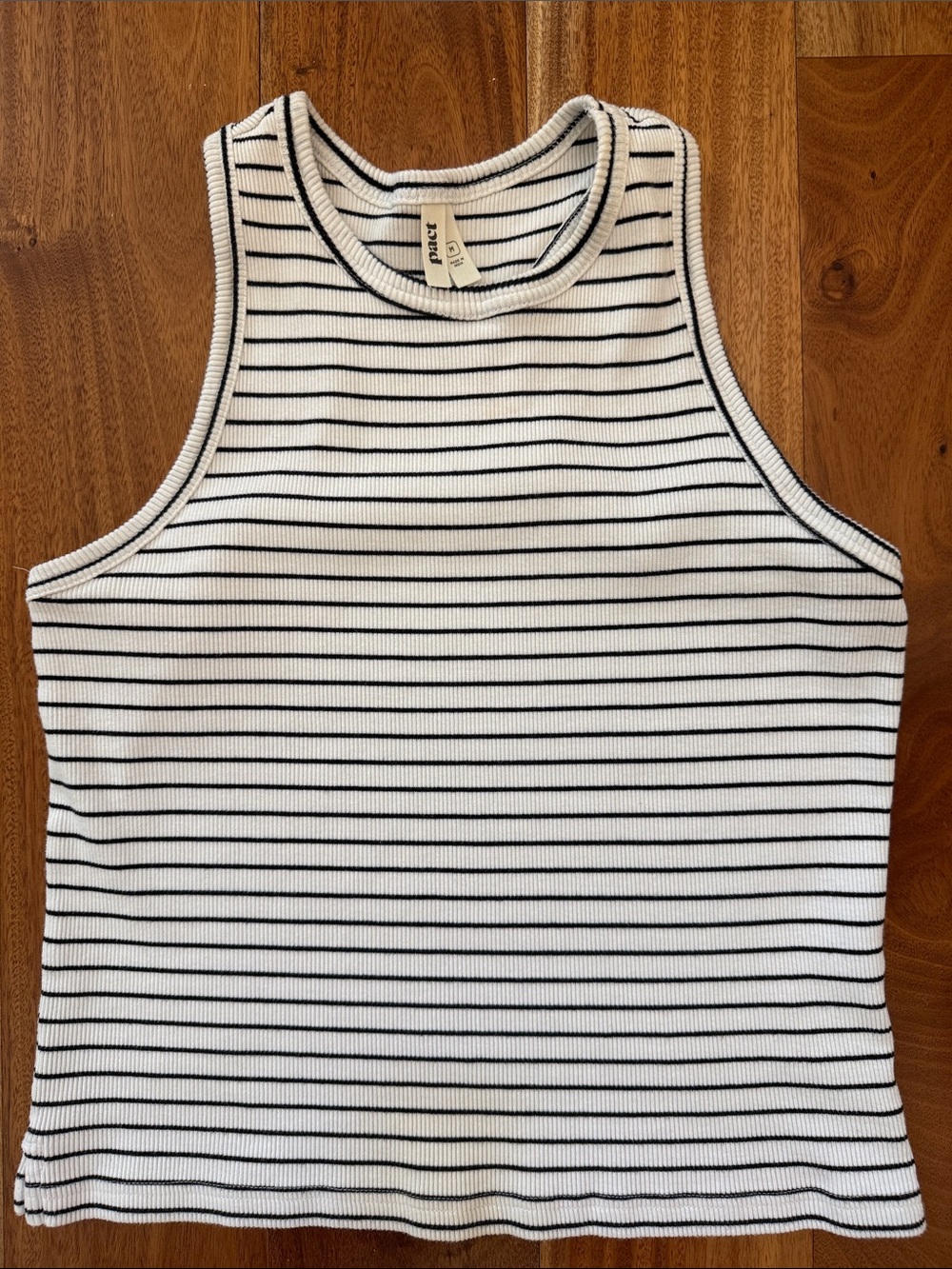 Pact Black & White Ribbed Halter Tank